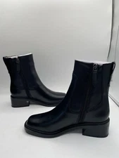 Franco Sarto Women's Black Leather Zippered Pull Tab Gracelyn Ankle Booties NIB