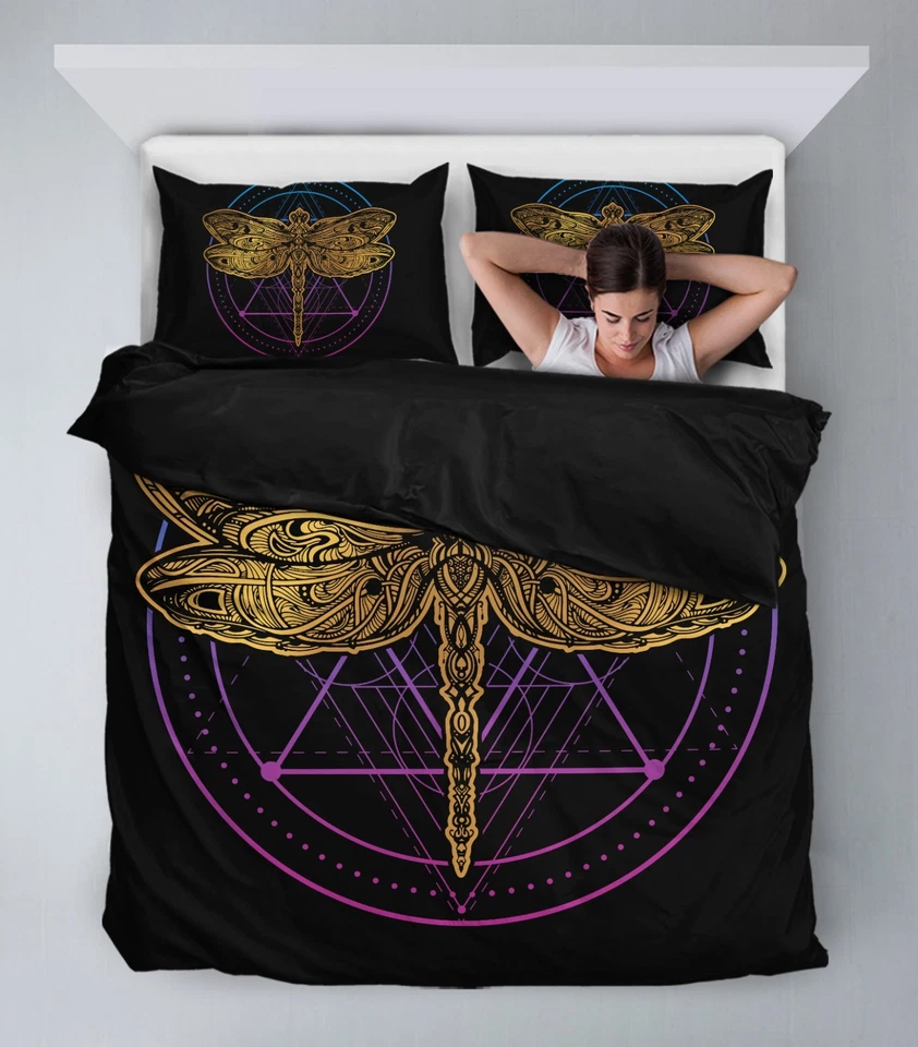 Funda nórdica para ropa de cama Dragonfly Circle, regalo, Queen, King, Twin, Doble, Individual Foto 3 de 4