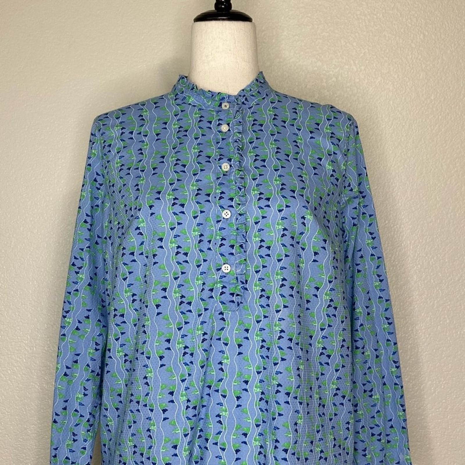 Talbots Periwinkle Blue Green Pattern Quarter Fro… - image 2