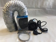 RAM 4" Inch 100mm Inline Intake Grow Room Fan 3M Ducting & 2 Ducting Clips