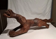 1920's-1930's FOLK ART WOOD CARVING OF A RUNNING DOG 34" LONG, SOUTHEASTERN, PA.