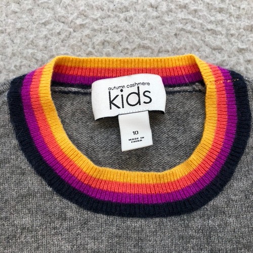 Autumn Cashmere Wool Sweater Jumper Girls 10 Gray Rainbow Pullover School - Picture 2 of 9