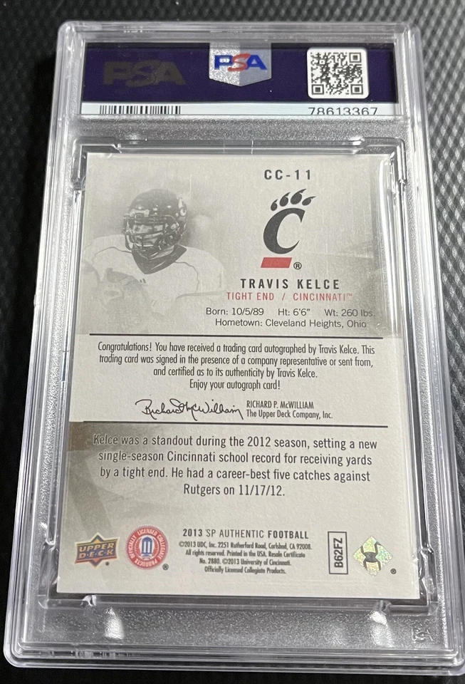 2013 Travis Kelce PSA 9 SP Authentic Canvas Collection Rookie Auto #CC-11 Chiefs - Image 2 of 3