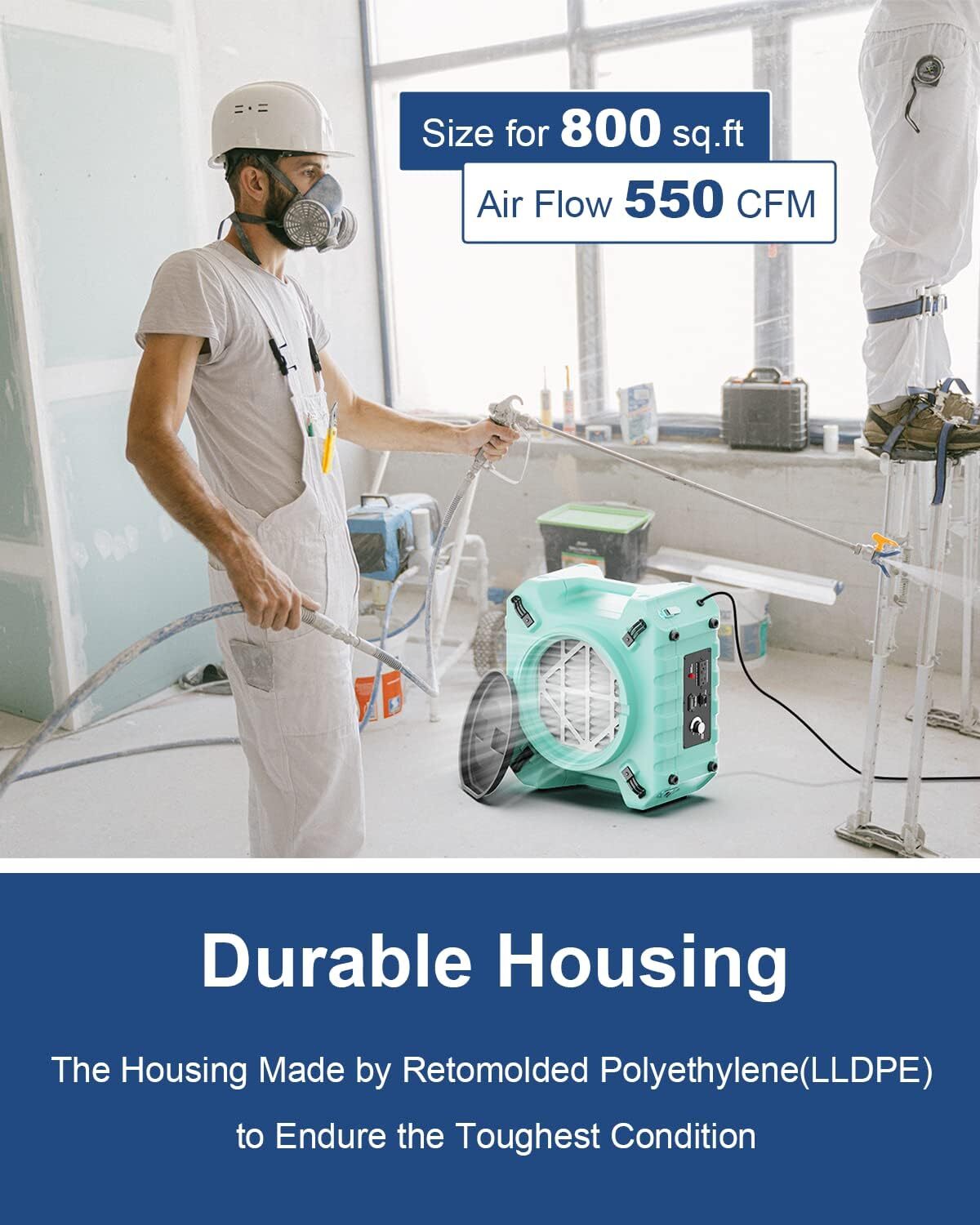 ALORAIR PureAiro HEPA Pro 770 industrial Air Scrubber Green GFCI Outlet 3-Stage