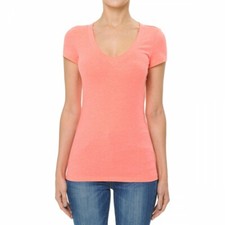 Women's Premium Soft Cotton Knit Basic T-Shirt V-Neck Short Sleeve Solids Fitted