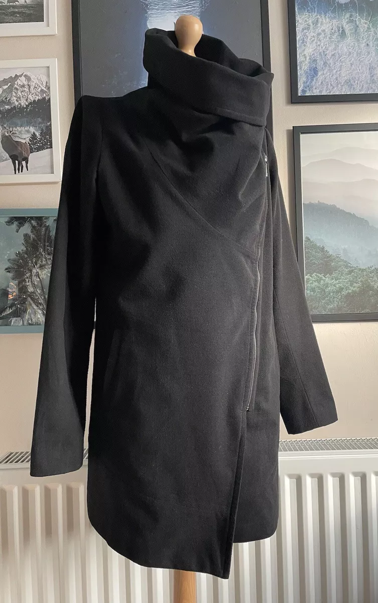Mohito Women Girl Smart Coat Black High Neck Zipped UK 10 12