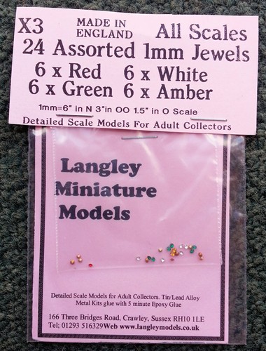 24 1mm red green white amber jewels for car / traffic lights X3 OO Scale Model - Picture 2 of 4