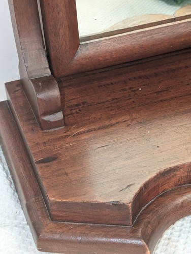 Antique Dresser Table Top Mirror Farmhouse Decor Walnut Wood Vtg Dresser Mirror - Picture 2 of 15
