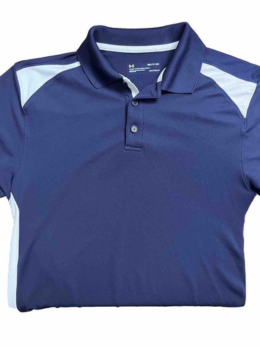 Under Armour Heatgear blau-weißes lockere Passform Poloshirt - Größe Small S