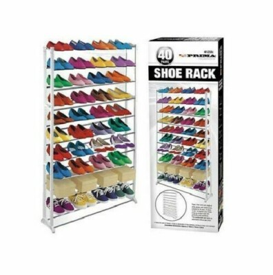 STRONG 10 Tier 40 Pair Shoe Rack Stand Storage Organiser Shelf Free ...