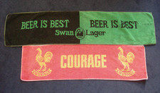 Vintage Swan Larger & Courage Towel Beer Runner Mat. Deceased Estate