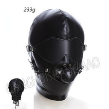 Leather Hood with Removable Eyes and Mouth Rubber Mask Cosplay Club Wear