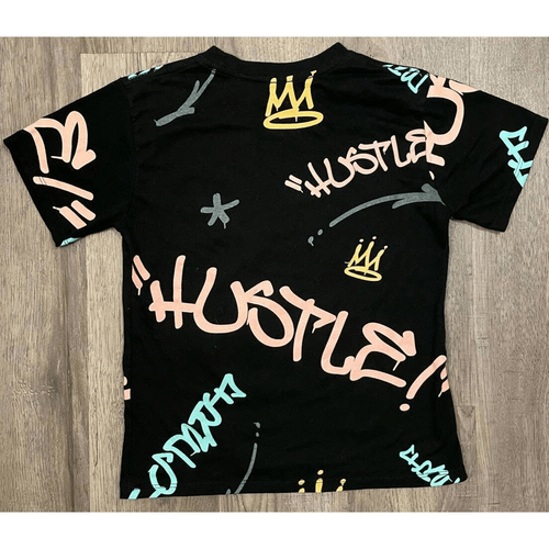 Launder Bailey Hustle Boys 7 Bailey Bear Graphic T Shirt Black Blue Short Sleeve - Picture 2 of 3