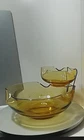 Vintage Anchor Hocking Accent Modern Honey Gold Chip & Dip Set