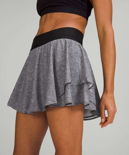 Lululemon Court Rival High Rise Skirt Skort Heather Grey Black Women Size 14 NEW