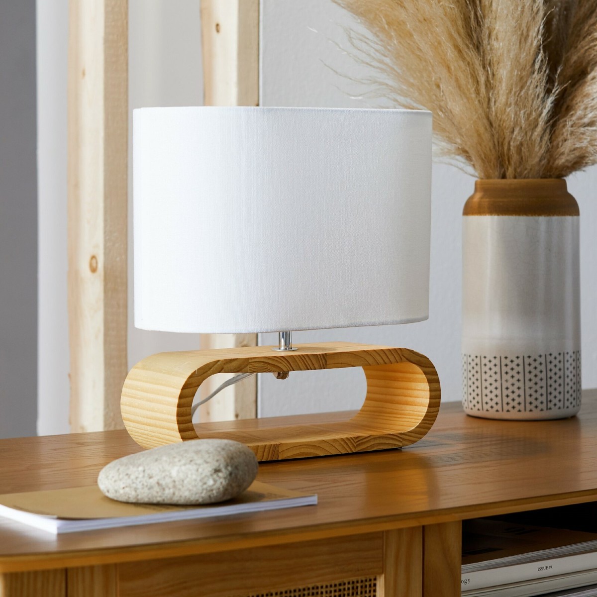 Modern Luxury Round Oak Table Lamp Fast Shipping New 2021