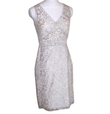 BCBG Maxazria Women's Silver Lace Dress Lining Size 4P | eBay