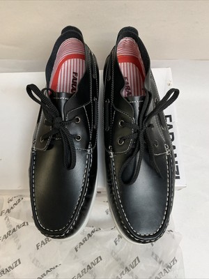 RARE FARANZI Semi Mid Top Classic Lace-Up Boat Shoes Black  display picture 3