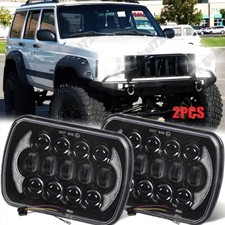 Pair 5x7 7x6 Led Headlights For Jeep 84-2001 Cherokee Xj For 86-1995 Wrangler