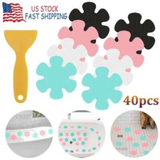 40Pcs Non-Slip Flower Stickers Decals Tape for Bath Tub Stairs Shower w/ Scraper