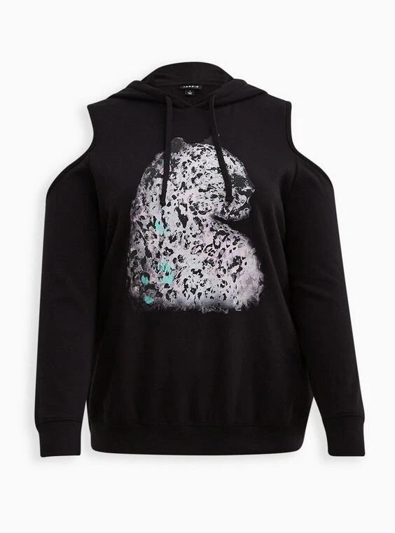 Cold shoulder outlet hoodie plus size