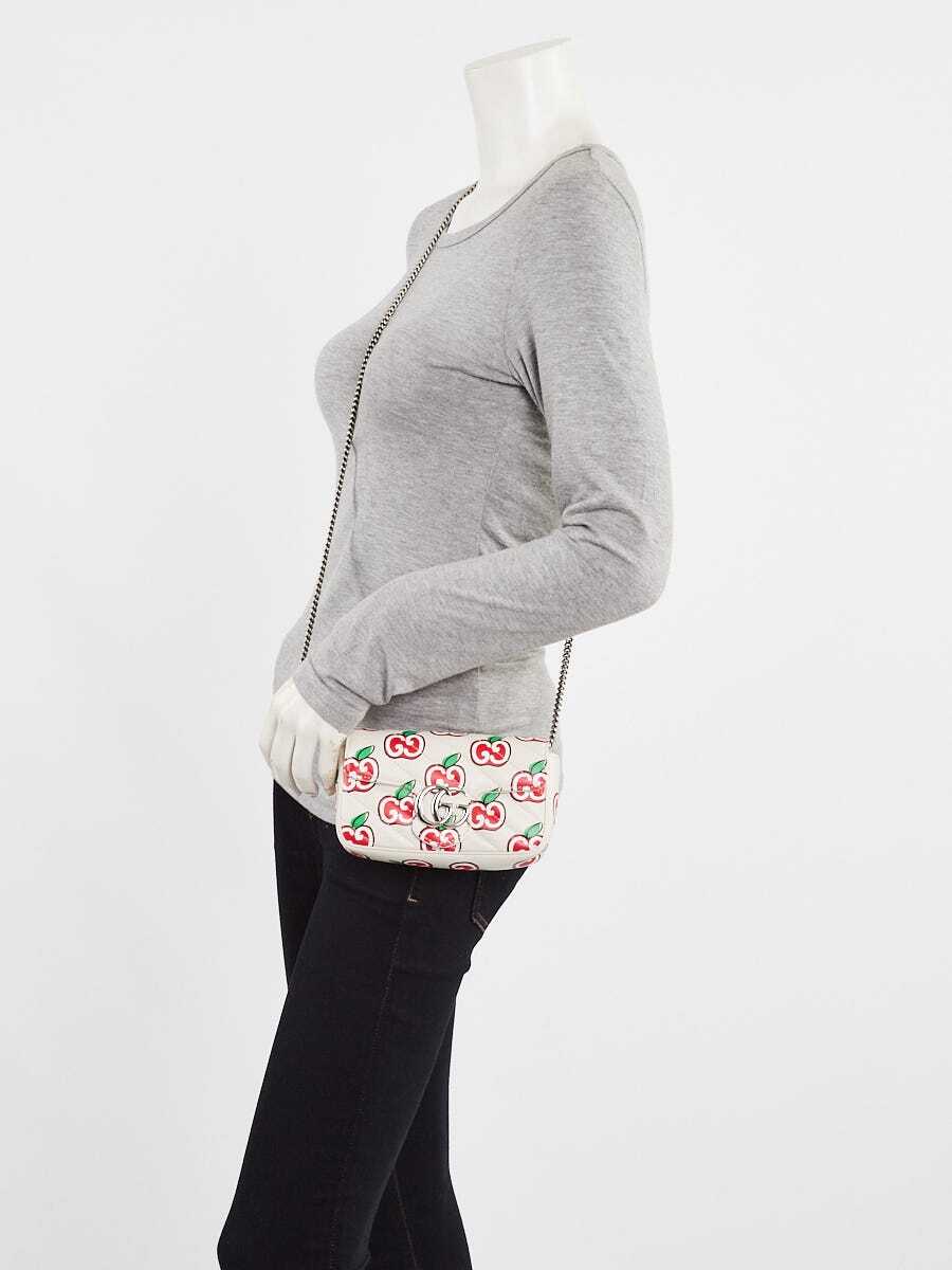 Gucci Red/White Quilted Leather GG Marmont Valentine's Day Super