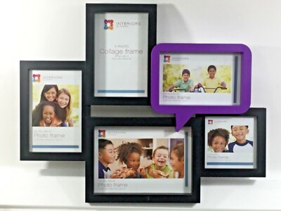 New 5 Picture Modern Collage Design Style Purple and Black Hanging Photo Frame