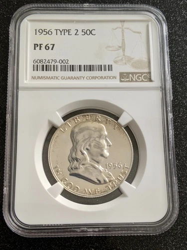 1956 Type 2 50c Silver Proof Franklin Half Dollar NGC PF-67
