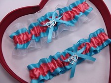 NEW Gorgeous Coral Turquoise White Wedding Garter Prom GetTheGoodStuff A