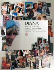 DIANA Princess of Wales 50 lovely stamps 36pp album + FREE Surprise Diana Stamps