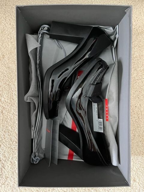 PRADA 厚底ローファー ブラック　37.5 プラダ PRADA ローファー オックスフォード トライアングルロゴ