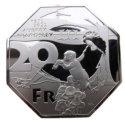 MENTON - FRANCE 20 FRANCS 2022 AUBREY BEARDSLEY - KISS OF JUDAS 43mm PROOF COIN - 第 1/4 張圖片