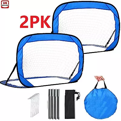 LINKPAL 4x3 ft Soccer Goal Net Set of 2 Portable Pop-up Football Net for Kids Youth Teen