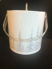 Ice Bucket Cooler ~ White with Gray Evergreens ~ Nice