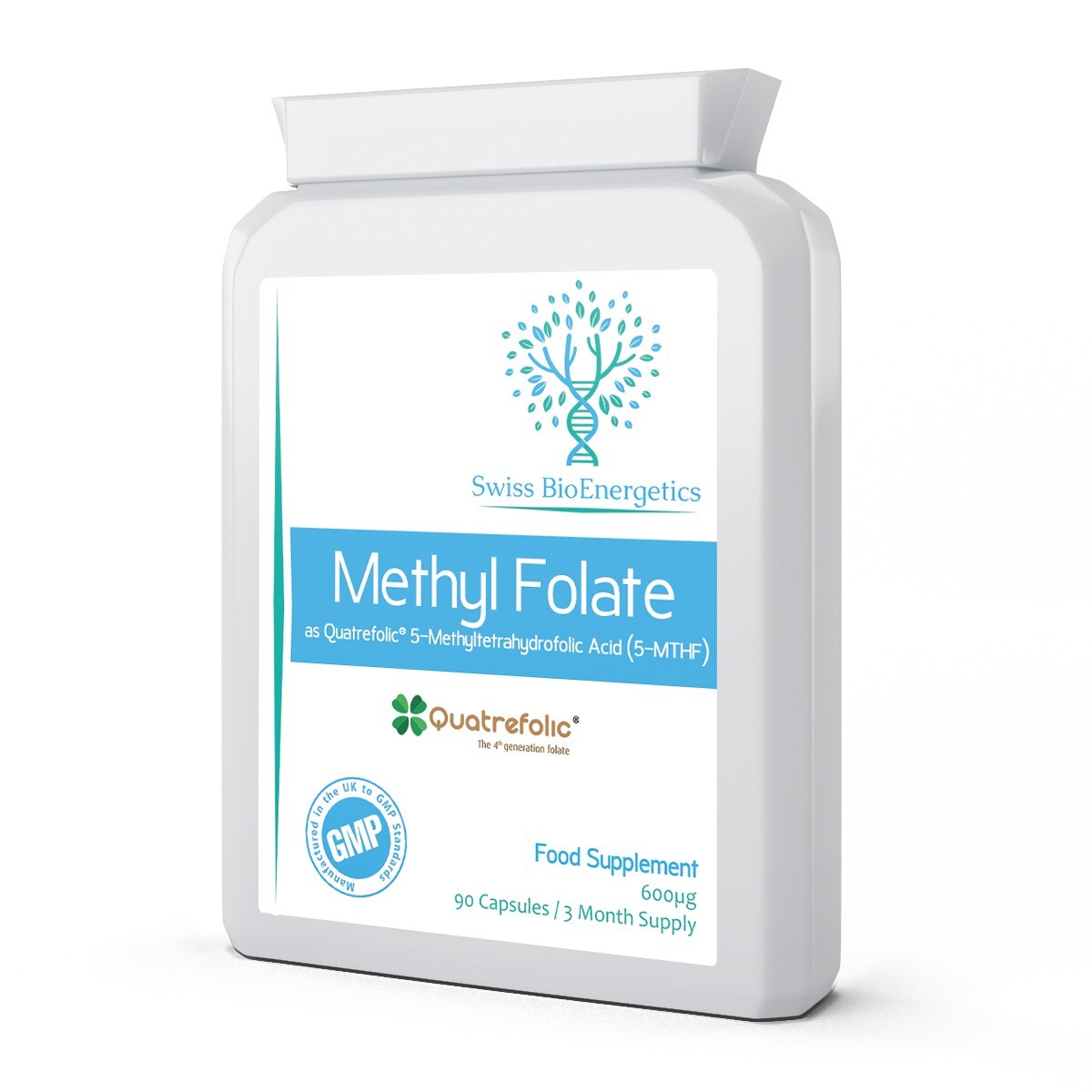 Methyl Folate 600µg - 90 Capsules as Quatrefolic 5-MTHF Supplement