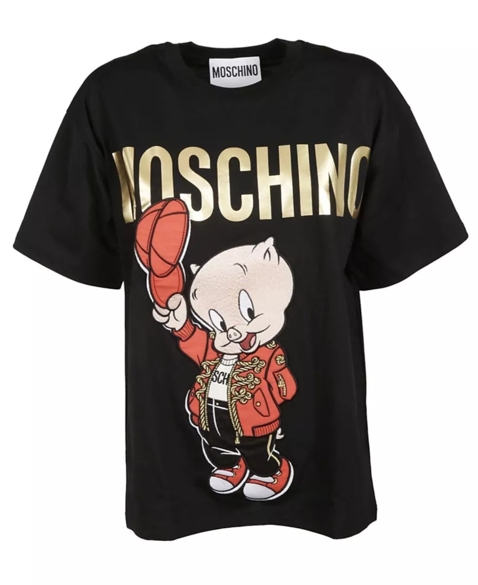 Moschino Couture Porky Pig Black T shirt size XL Looney Tunes
