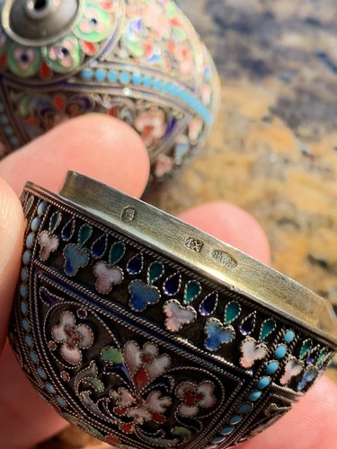 19th century antique Ivan Khlebnikov silver and enamel egg Russian Antique - Picture 8 of 12