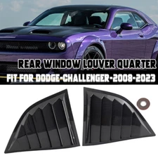 Rear Side Window Louver Sun Vent Cover Carbon Fiber For 2008~23 Dodge Challenger