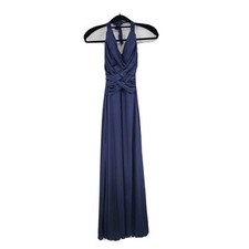 B. Darlin Women's 3/4 Halter Top Satin Criss Cross Cocktail Dress Prom Long Gown