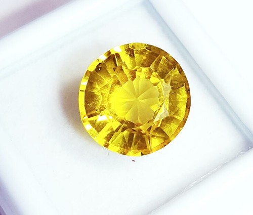 Yellow Sapphire 9+ Ct Certified Round Shape Loose Gemstone With Free Gift - Zdjęcie 5 z 9