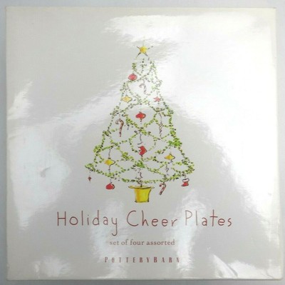 4 Pottery Barn Holiday Cheer Christmas Carol Song Lyric Plates