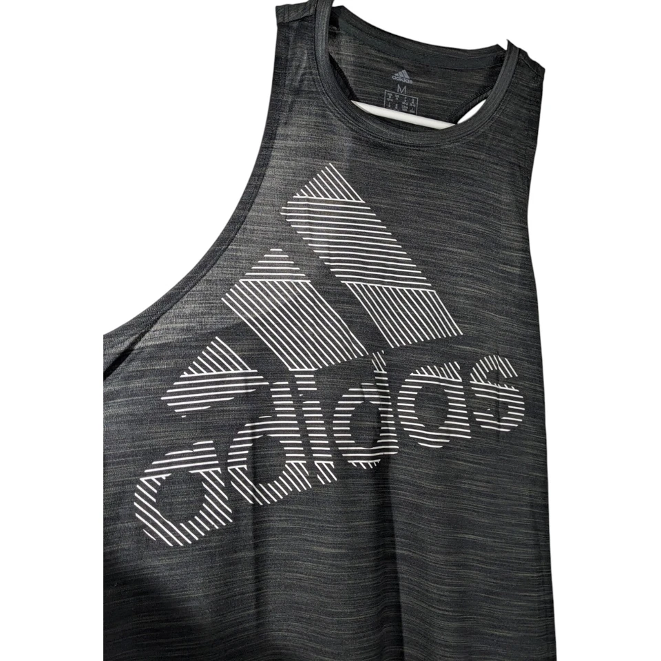 Camiseta sin mangas Adidas Racerback gris oscuro para mujer talla mediana para correr fútbol sin mangas Foto 3 de 4