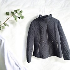 Girls Quilted Jacket With A High Neck - Black