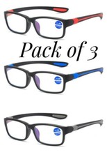 3 Pack Reader SPORTS Silicone Womens Temple Mens READING GLASSES S1