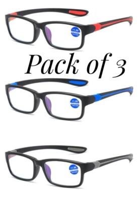 3er Pack Lesebrille SPORT Silikon Damen Bügel Herren LESEBRILLE S1