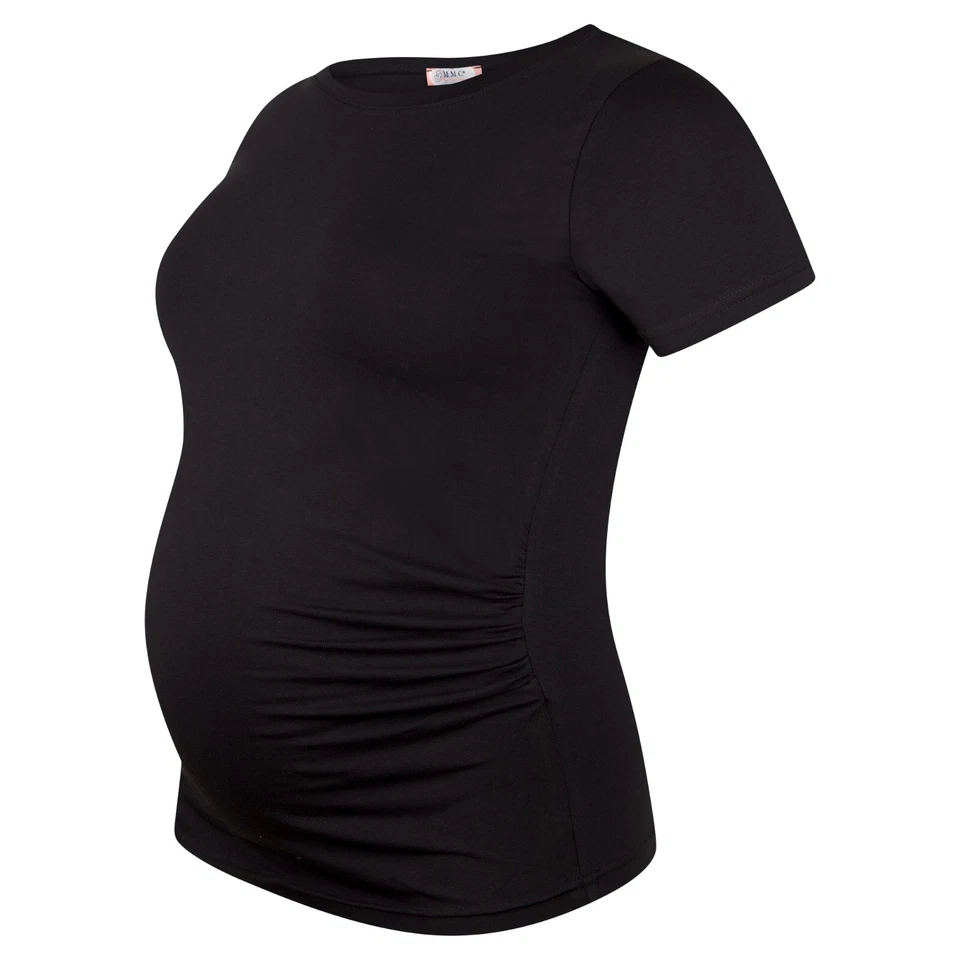 Umstandsshirt unifarben Umstandsmode Schwangerschaft Schwangerschaftsshirt Kurz - Bild 3 von 4