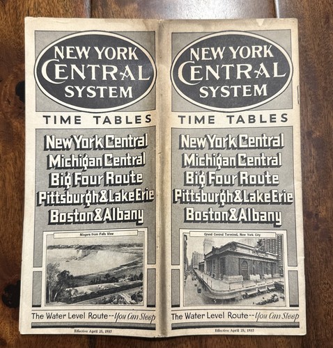 Vintage 1937 New York Central Railroad System Timetable April 25 NYC Lines
