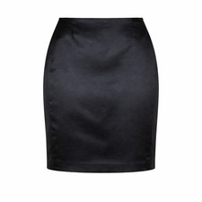 Liz Claiborne Womens Pencil Skirt 18 Black Cotton Silk Knee Length Minimalist