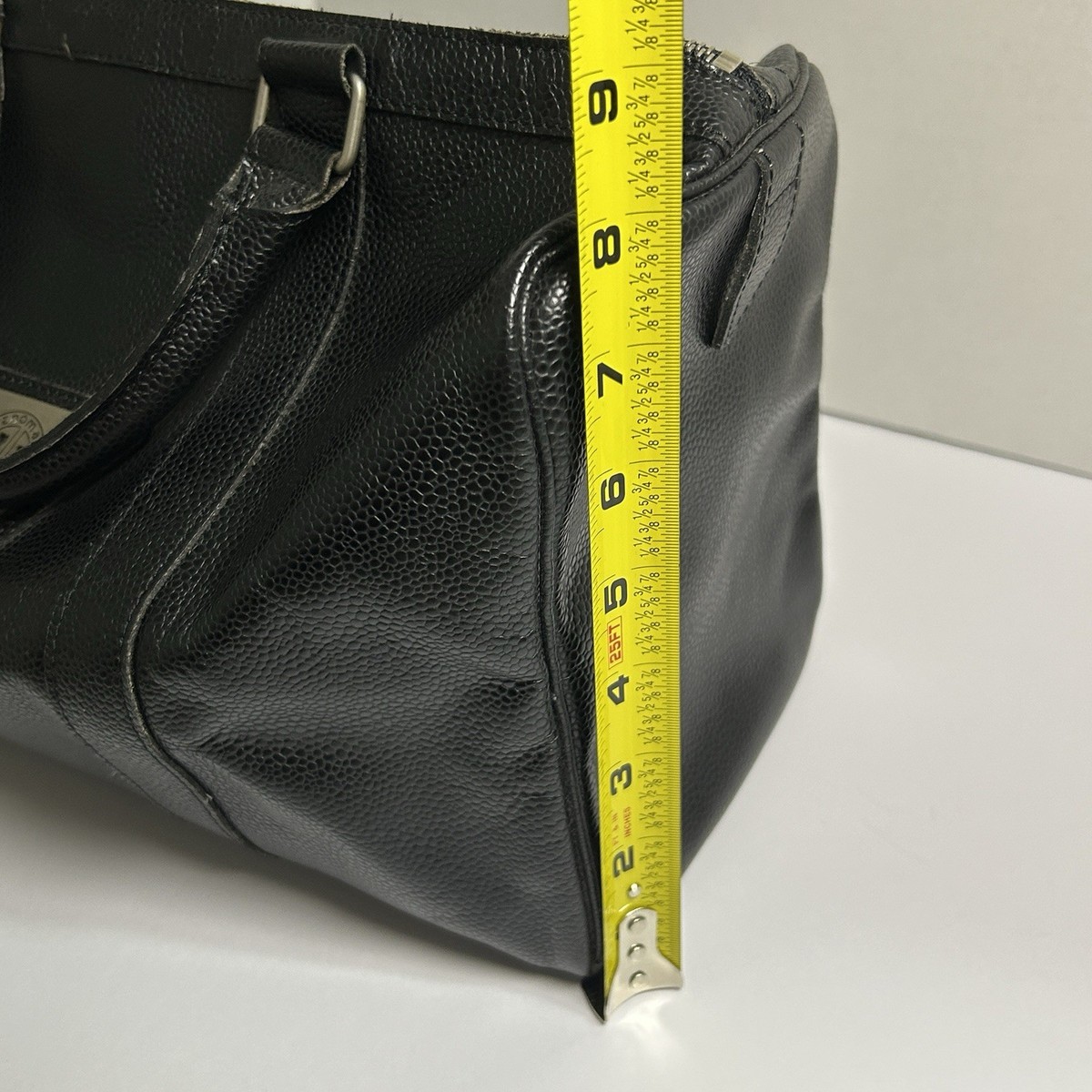 Vintage Renoma Paris Black Leather Small Boston Bag Zip