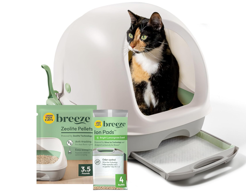 Purina Tidy Cats Breeze Covered Litter Box System Kit with Pellets & Pads